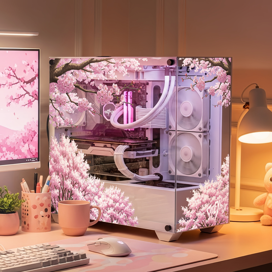 Sakura Tema PC Kasa Sticker | Gaming PC İçin Özel Kasa Kaplaması | Bilgisayar Kasası İçin