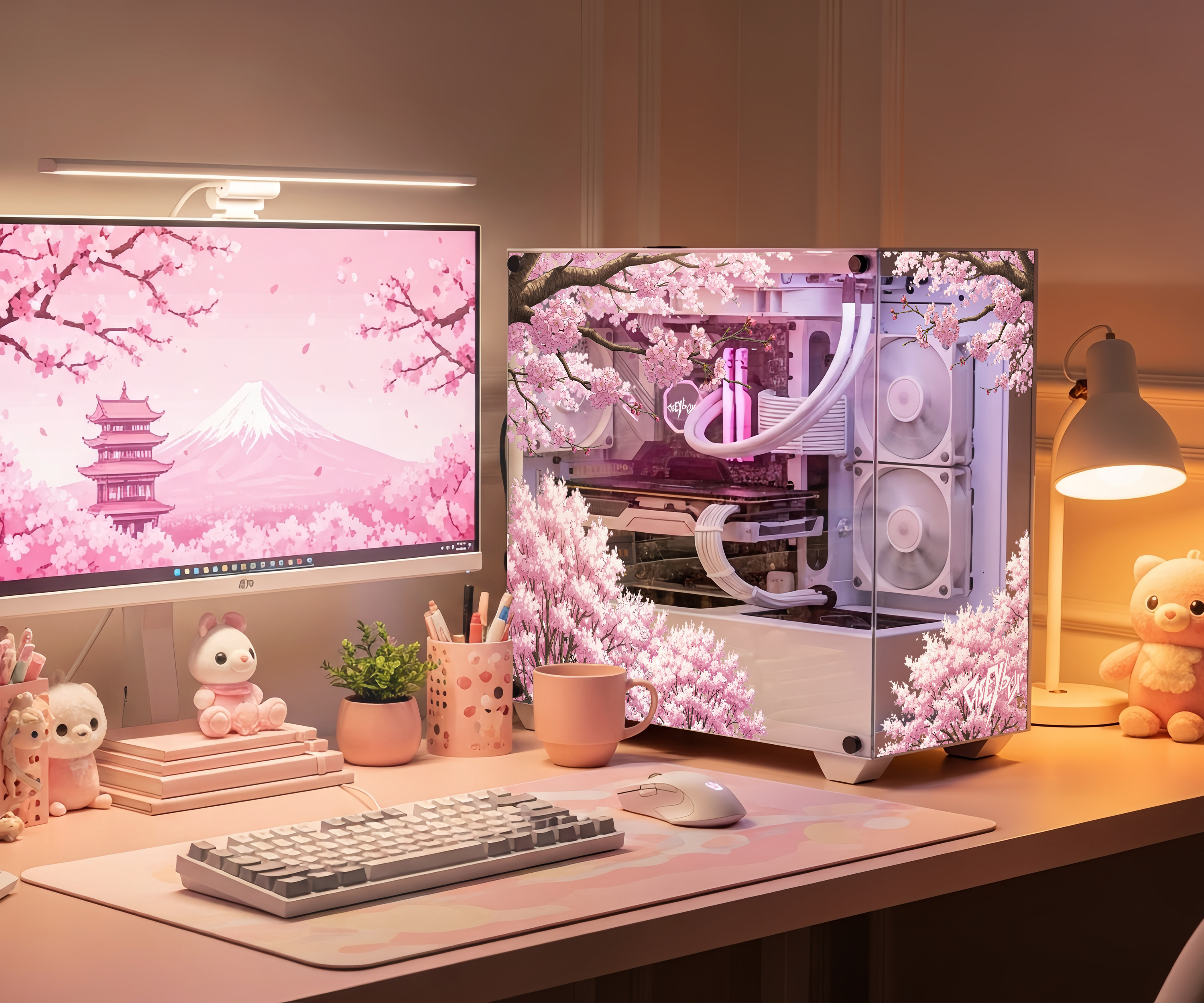 Sakura Tema PC Kasa Sticker | Gaming PC İçin Özel Kasa Kaplaması | Bilgisayar Kasası İçin
