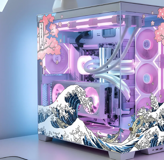 Sakura Waves Tema PC Kasa Sticker | Gaming PC İçin Özel Kasa Kaplaması | Bilgisayar Kasası İçin