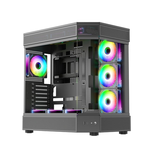 Zoko Tank Siyah 7x12 CM Kumandalı ARGB Fan Temper Camlı Oyuncu Bilgisayar Kasası