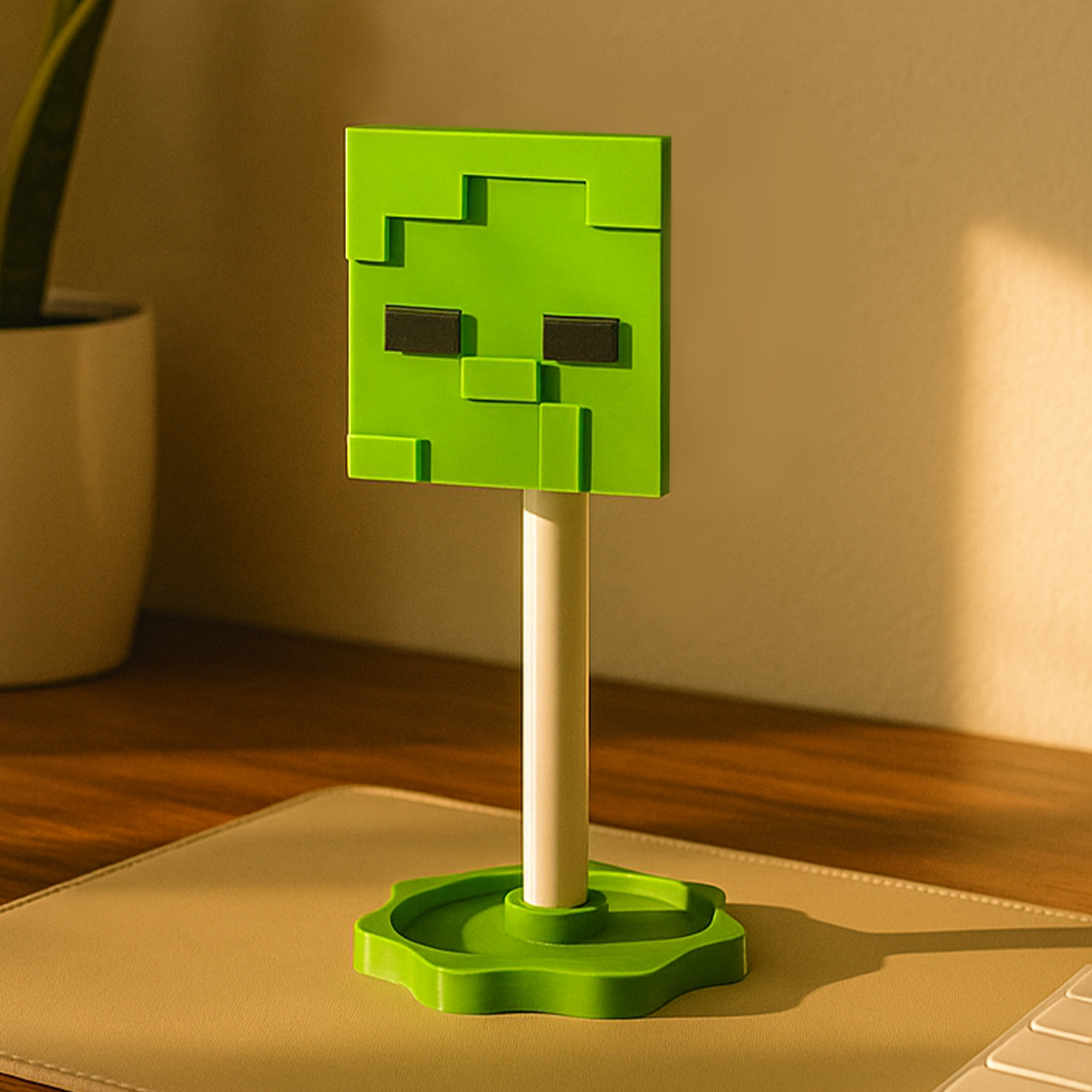 Minecraft Zombi Temalı Kulaklık Tutucu – Oyuncu Masası Aksesuarı | Gaming Setup Kulaklık Standı